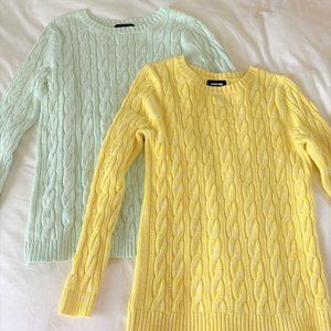 2 Lands' End Cable Knit Sweaters Sz Medium Tall